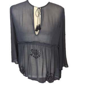 NWT Embellished Mirrored Chan Luu Blouse S